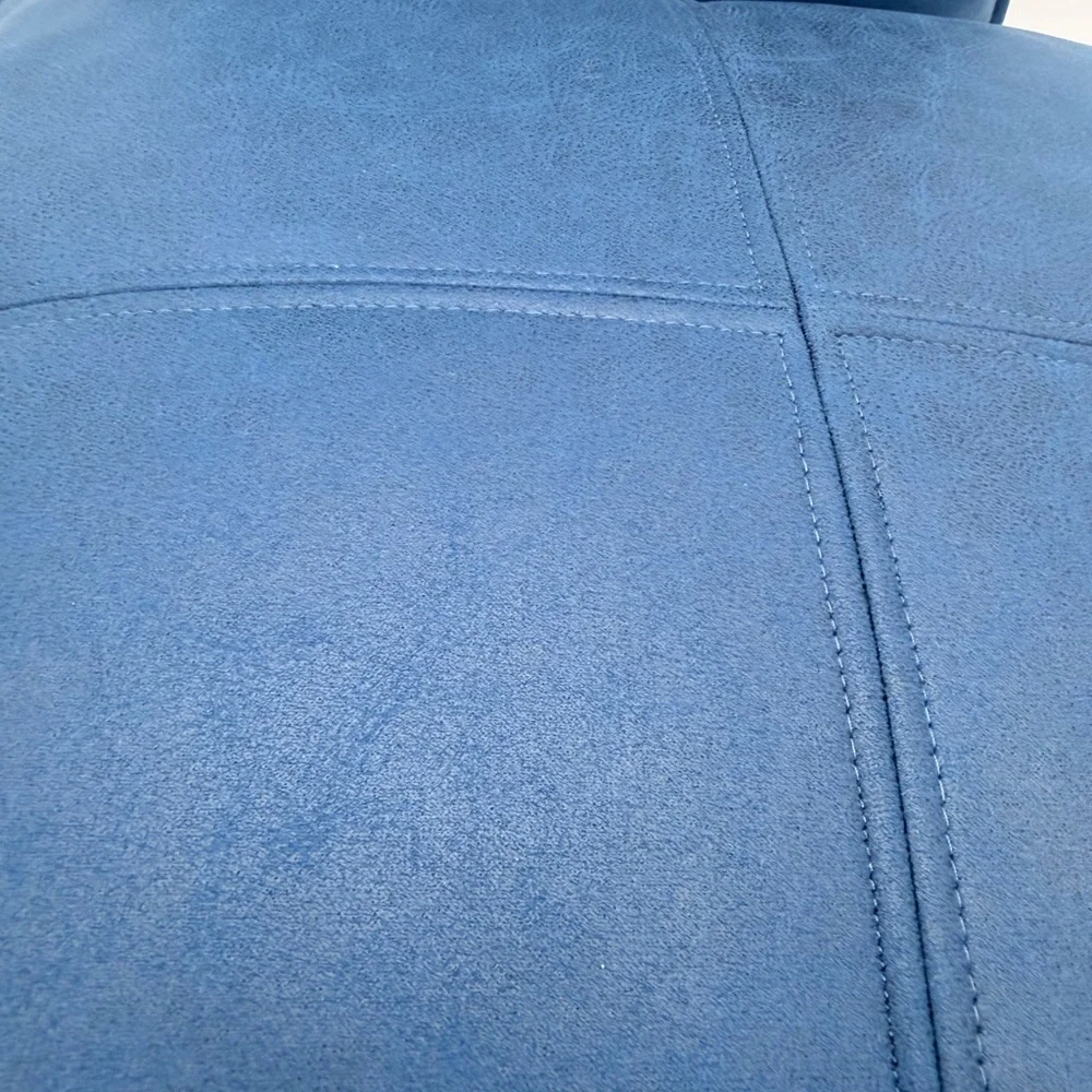 Set of 2 Blue Faux Leather Throw Pillow 16” X 16”